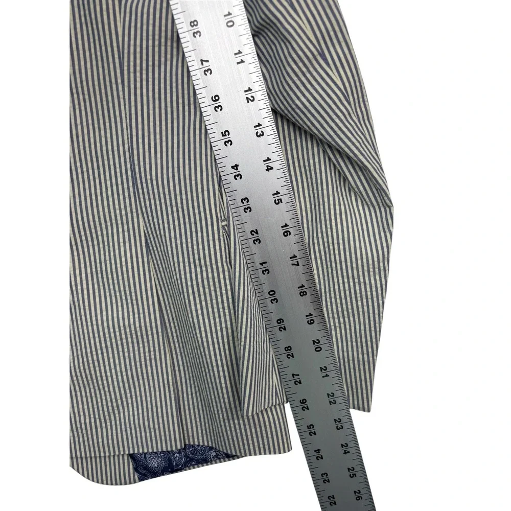 Boys Ralph Lauren 16R Blue White Striped Seersucker Blazer Jacket Sport Coat